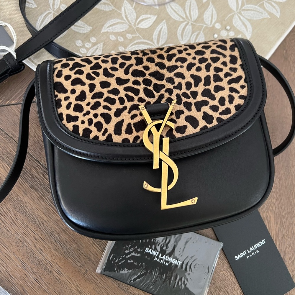 ❌SOLD❌ SAINT LAURENT Kaia Leopard Print Genuine Calf Hair Black Leather Bag